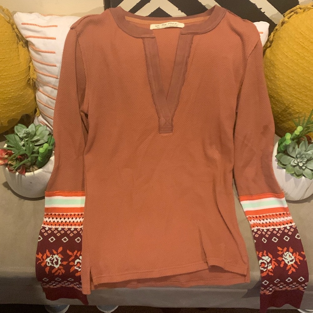 Free People Mika’s Layering cuff Henley thermal shirt